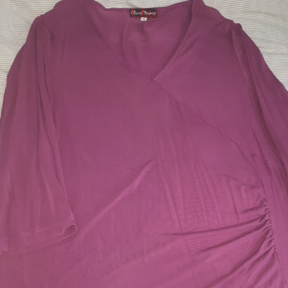 Claire's Magenta V-Neck Long Sleeve Tunic